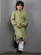 Jade Green Solid Kids Boys Kurta Pajama Set