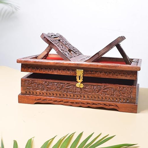 Wooden Decor Holy Book Stand Box for Reading Quran,